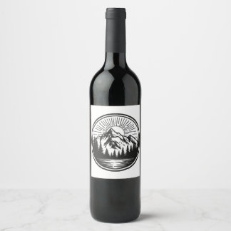 Mountain Adventure Logo | Camping Badge | Outdoor  Wine Label