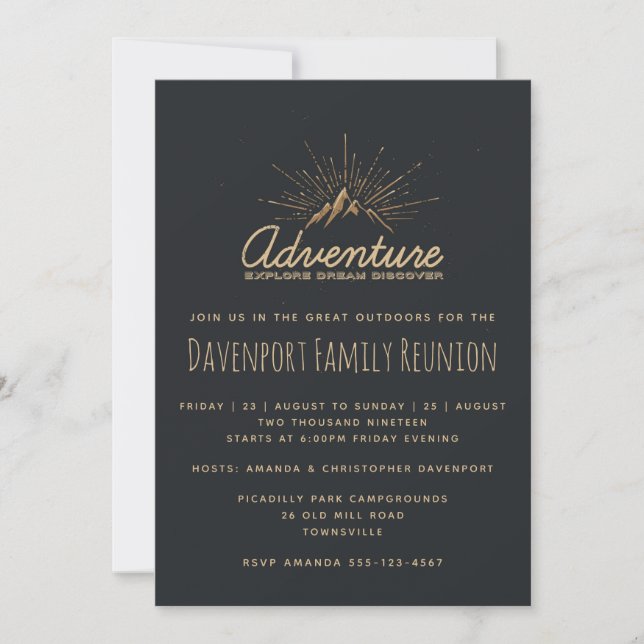 Mountain Adventure Rustic Family Reunion Invite (Front)