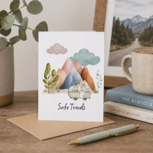 Mountain Adventure Watercolor Bon Voyage Travel Card