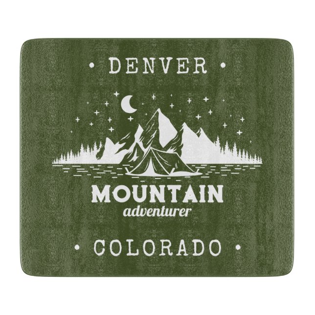 Mountain Adventurer Rustic Forest Green Custom Cutting Board (Front)