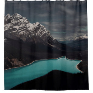 MOUNTAIN ALPS SURROUNDING BODY OF WATER SHOWER CURTAIN