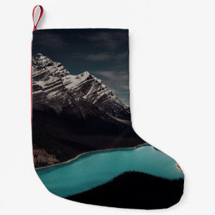 MOUNTAIN ALPS SURROUNDING BODY OF WATER SMALL CHRISTMAS STOCKING