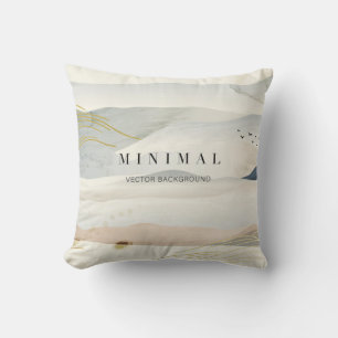 mountain and golden line arts background. Oriental Cushion