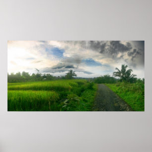 Mountain and Ricefields Poster