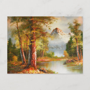 Mountain and river landscape art postcard