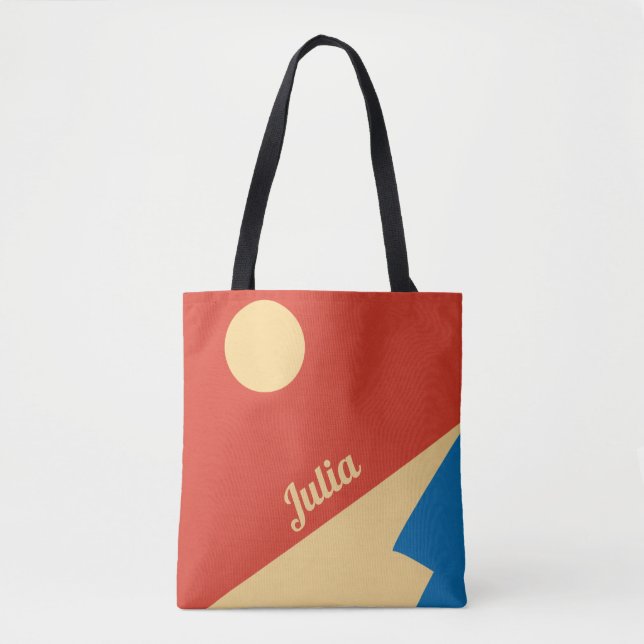 Mountain and Sun Mid Century Geometric Art Tote Bag (Front)