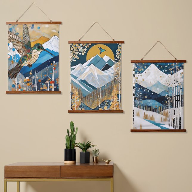 Mountain Art Nouveau  Hanging Tapestry (Asymmetrical)