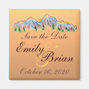 Mountain autumn theme save the date magnets