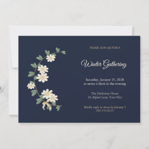 Mountain Avens Navy Winter Party Invitation