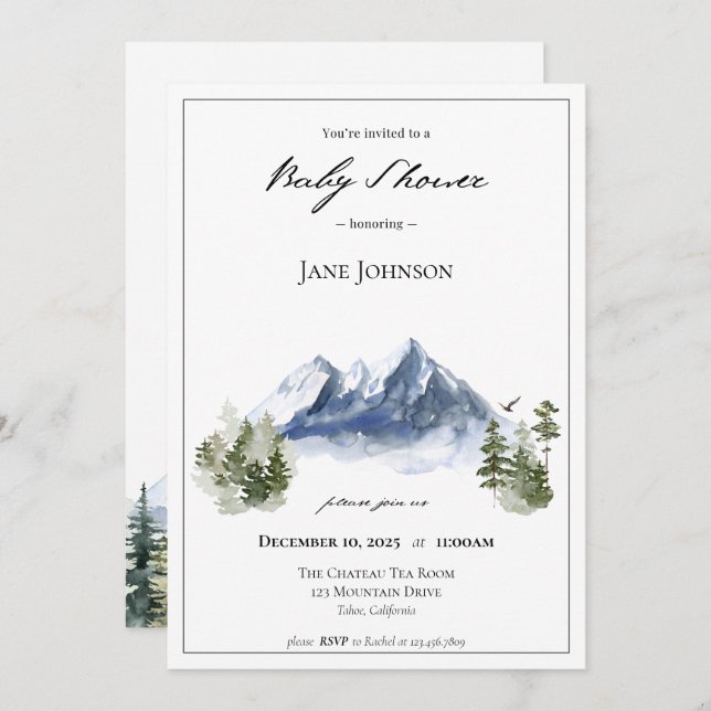 Mountain Baby Shower Invitation (Front/Back)