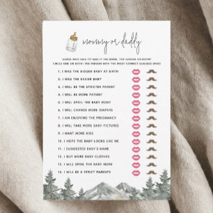 Mountain Baby Shower Mummy or Daddy Game Cards