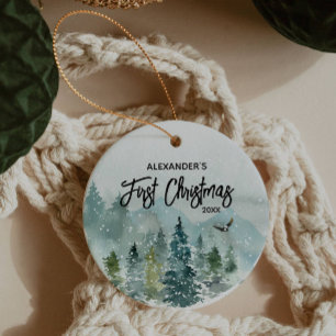 Mountain Baby's First Christmas Name Ornament
