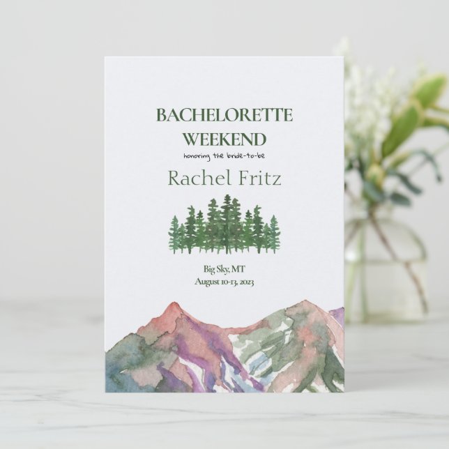 Mountain Bachelorette Invitation Itinerary (Standing Front)