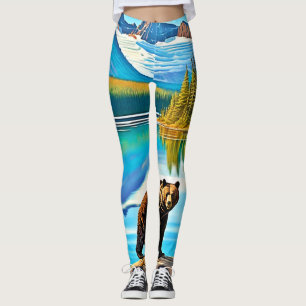 Mountain Bear: Lake Reflection Art Leggings