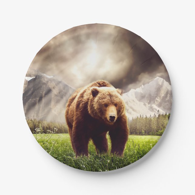 Mountain Bear Paper Plate (Front)