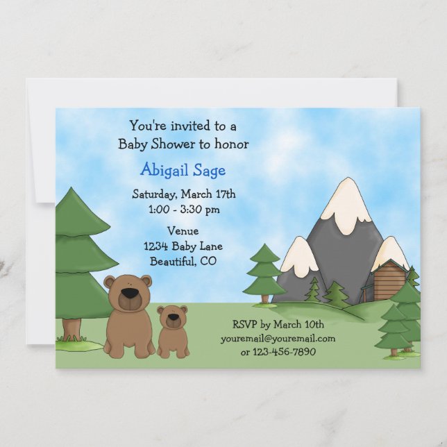 Mountain Bears Baby Shower Invitations for Boys (Front)