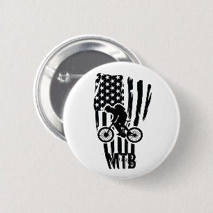 Mountain Bike American Flag Mtb Patriotic 6 Cm Round Badge