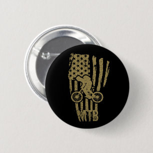 Mountain Bike American Flag Mtb Patriotic 6 Cm Round Badge