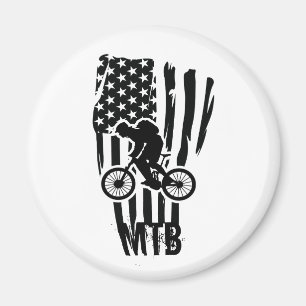 Mountain Bike American Flag Mtb Patriotic Magnet