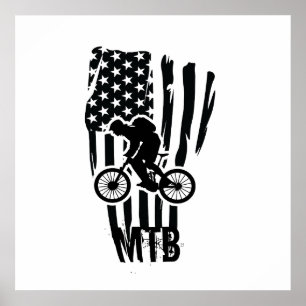 Mountain Bike American Flag Mtb Patriotic Poster