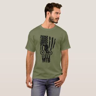Mountain Bike American Flag Mtb Patriotic T-Shirt