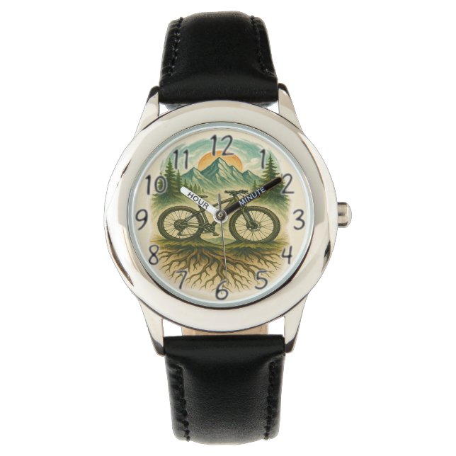 Mountain Bike Art for Nature Lovers & Trail Riders Watch (Front)