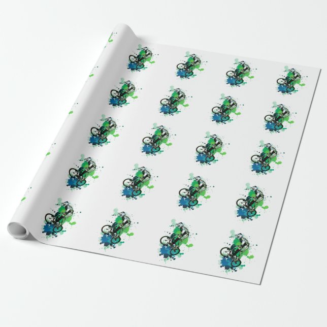 Mountain bike art wrapping paper (Unrolled)