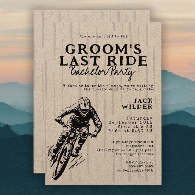 Mountain Bike Bachelor Party Groom's Last Ride Invitation (Creator Uploaded)