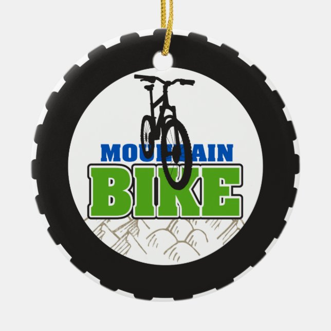 Mountain Bike Biking Ceramic Tree Decoration (Front)