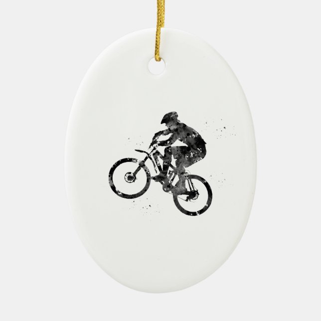 Mountain Bike Ceramic Tree Decoration (Front)