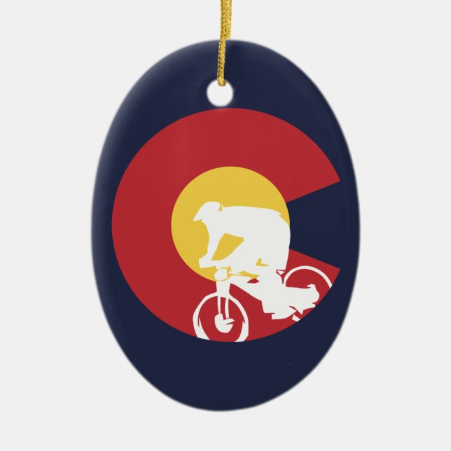 Mountain Bike Colorado Ceramic Tree Decoration (Front)