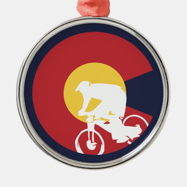 Mountain Bike Colorado Metal Tree Decoration (Front)