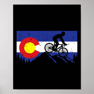 Mountain Bike Colorado's Biking Vintage Flag- Mtb Poster