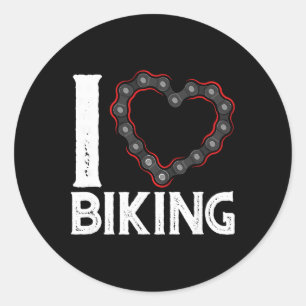 Mountain Bike Cycling Bicycle I Love Biking Classic Round Sticker