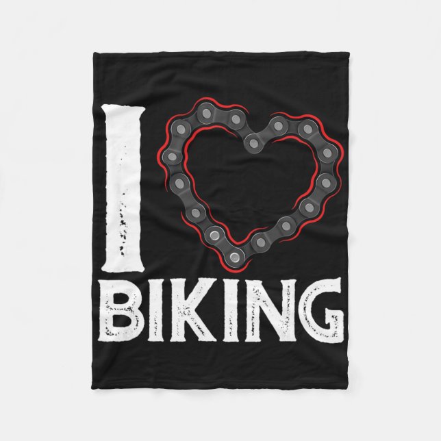 Mountain Bike Cycling Bicycle I Love Biking  Fleece Blanket (Front)
