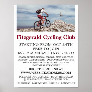 Mountain Bike, Cycling Club Advertising Poster