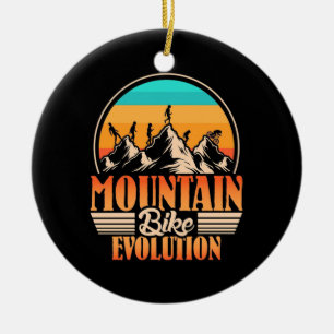Mountain Bike Evolution Ceramic Tree Decoration