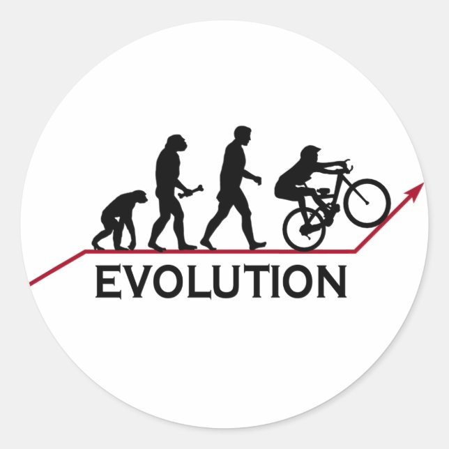 Mountain Bike Evolution Classic Round Sticker (Front)