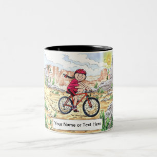 Mountain Bike - Female Cartoon Two-Tone Coffee Mug