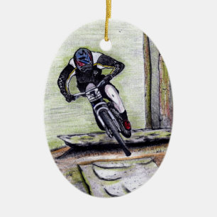 Mountain bike Llandegla mtb bmx Ceramic Tree Decoration