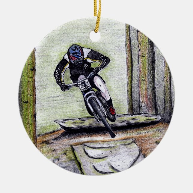 Mountain bike Llandegla mtb bmx Ceramic Tree Decoration (Front)