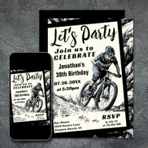 Mountain Bike Modern Sketch Style Birthday