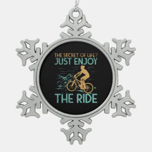Mountain Bike Mountain Biker Snowflake Pewter Christmas Ornament