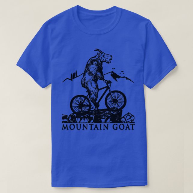 Mountain Bike Mountain Goat Riding Bicycle Cycling T-Shirt (Design Front)