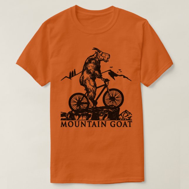Mountain Bike Mountain Goat Riding Bicycle Cycling T-Shirt (Design Front)