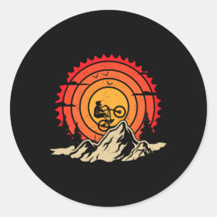 Mountain Bike Mtb Cycling Downhill Biking Sunset V Classic Round Sticker