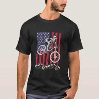 Mountain Bike Mtb Downhill Cycling American Flag B T-Shirt
