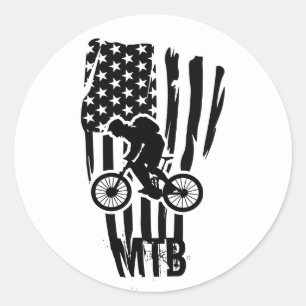 Mountain bike mtb rider classic round sticker