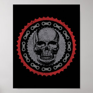 Mountain Bike Mtb Skull Bicycle Downhill Biking Bi Poster
