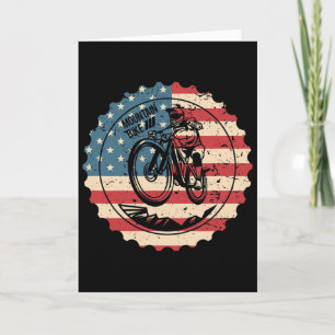 Mountain Bike Mtb Us American Flag Downhill Biking Card
